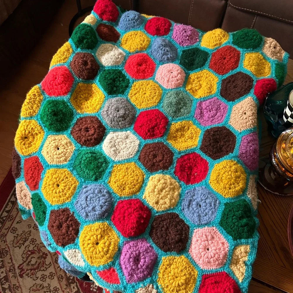Vintage Crochet Hexagon Afghan
